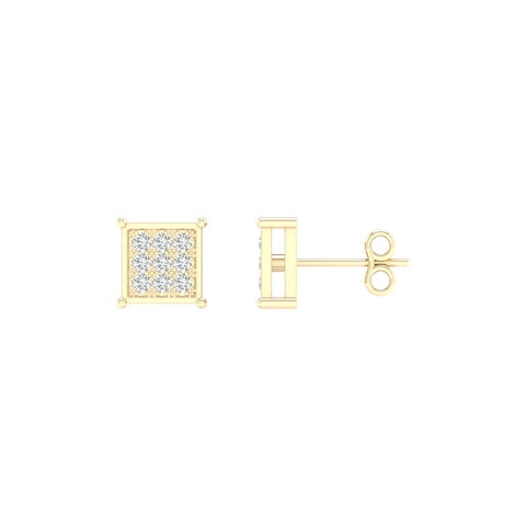 10K 0.05CT D-MICROPAVE EARRING SQUARE