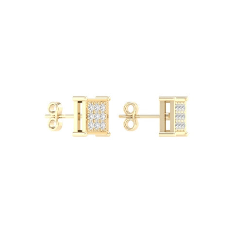 10K 0.05CT D-MICROPAVE EARRING SQUARE