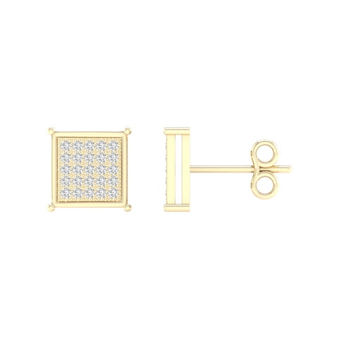 10K 0.15CT D- MICROPAVE EARRING SQUARE