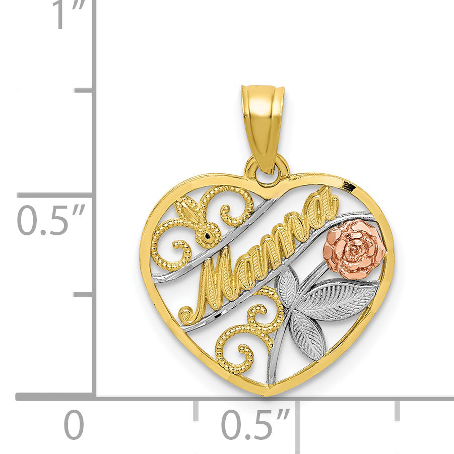 10K Two-Tone W/White Rhodium D/C MAMA Pendant