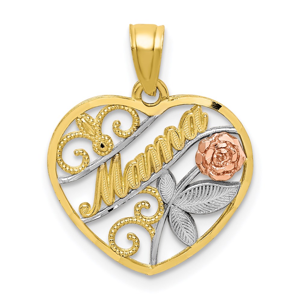 10K Two-Tone W/White Rhodium D/C MAMA Pendant