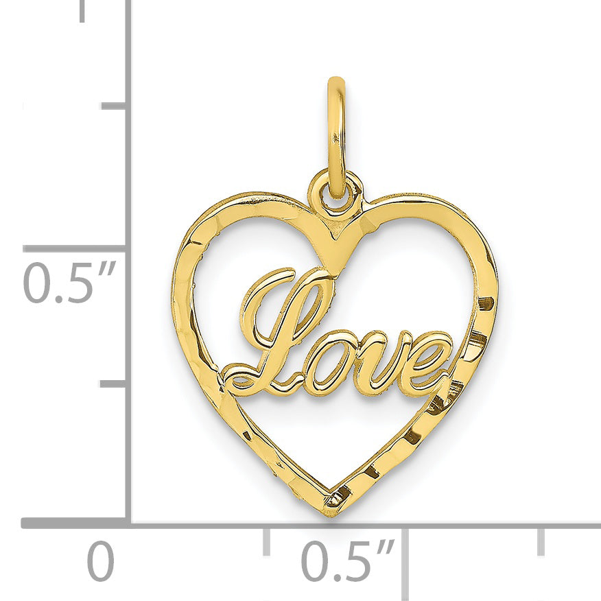 10K Polished LOVE Heart Pendant