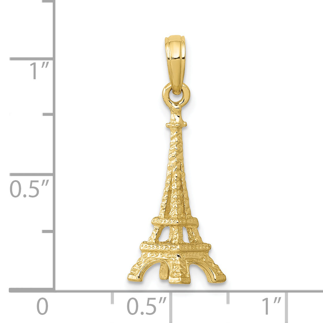 10k Solid Polished 3-D Eiffel Tower Charm