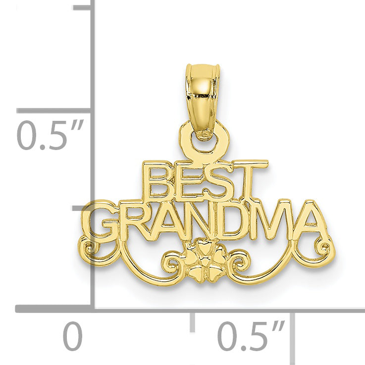 10K BEST GRANDMA With Flower Pendant