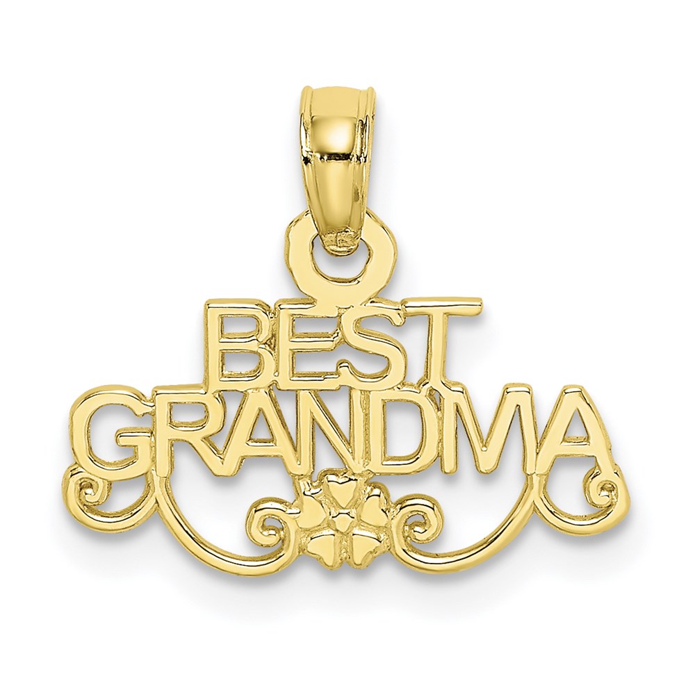 10K BEST GRANDMA With Flower Pendant