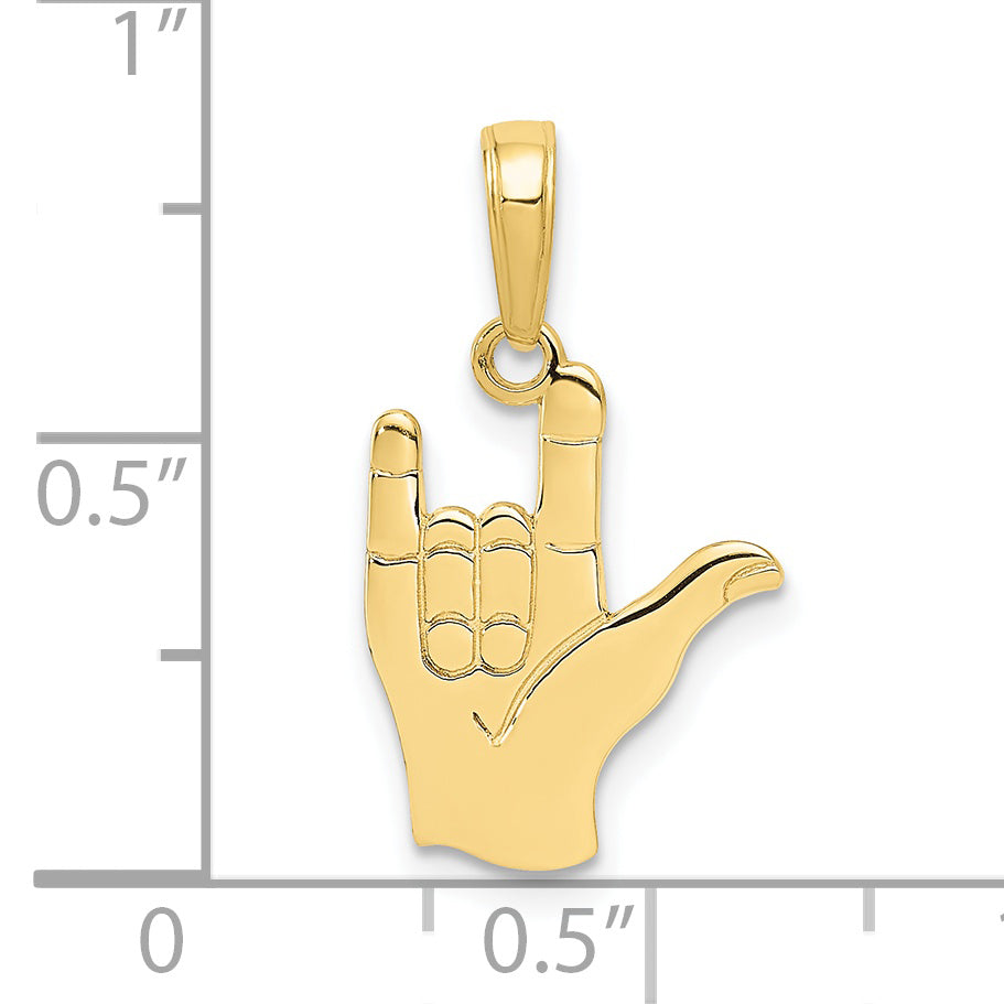 10K I Love You Hand/ Sign Language Pendant