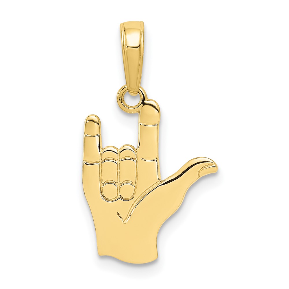 10K I Love You Hand/ Sign Language Pendant