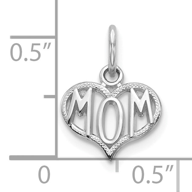 10K White Gold Mom Charm