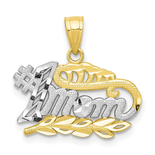 10K w/Rhodium &num;1 MOM Charm