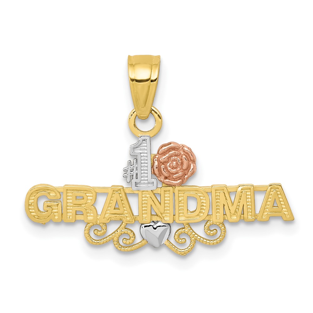 10K Two-Tone w/White Rhodium &num;1 GRANDMA Charm