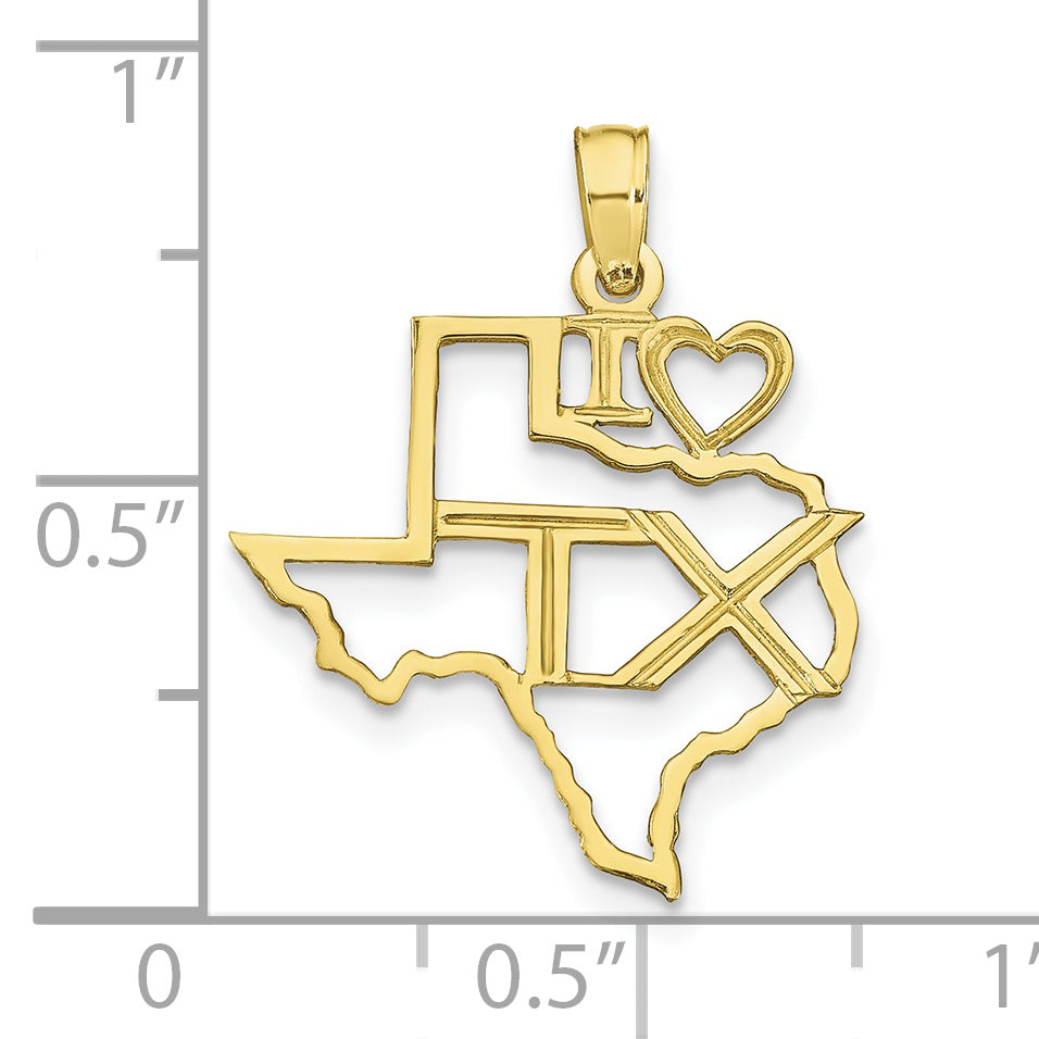 10K Solid Texas State Pendant