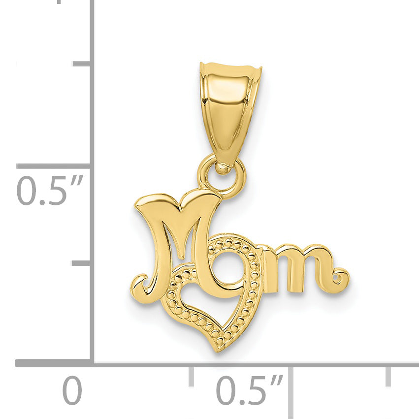 10K MOM With Heart Pendant