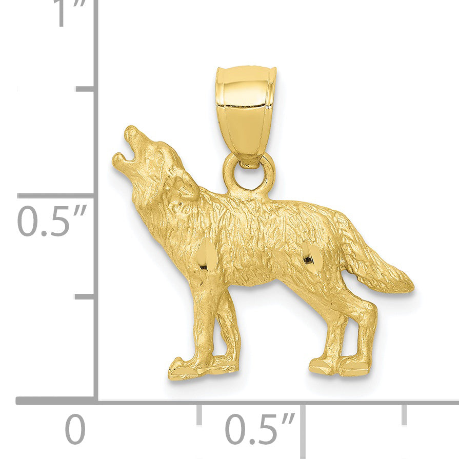 10K Diamond-cut Wolf Pendant
