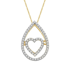 LADIES PENDANT 1/5 CT ROUND DIAMOND 10K YELLOW GOLD  (CHAIN NOT INCLUDED)