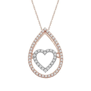 LADIES PENDANT 1/5 CT ROUND DIAMOND 10K WHITE & ROSE GOLD  (CHAIN NOT INCLUDED)