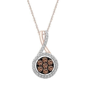 LADIES PENDANT 1/2 CT CHOCOLATE/WHITE ROUND DIAMOND 10K ROSE GOLD (CHAIN NOT INCLUDED)