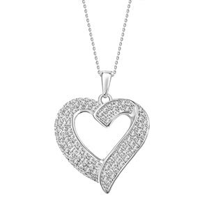 LADIES HEART PENDANT 1/2 CT ROUND DIAMOND SILVER (CHAIN NOT INCLUDED)