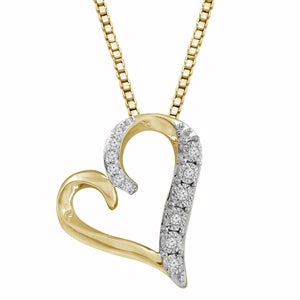 LADIES HEART PENDENT 1/10 CT ROUND DIAMOND 10K WHITE GOLD SLIDE PENDENT( CHAIN NOT INCLUDED)