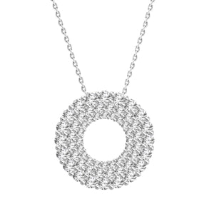 LADIES PENDANT WITH CHAIN 1 CT ROUND DIAMOND 14K WHITE GOLD (CHAIN INCLUDED)