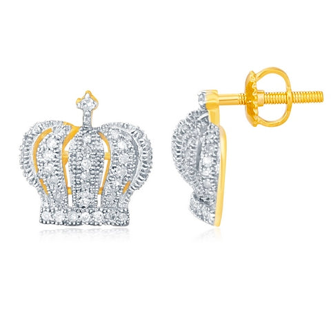 SP PRICE- 10K 0.25CT D-MICROPAVE EARRINGS " CROWN "