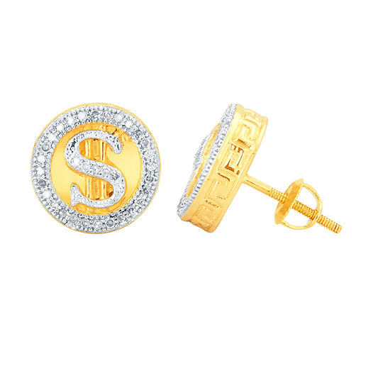 SP PRICE- 10K 0.20CT D-EARRING "DOLLAR SIGN"