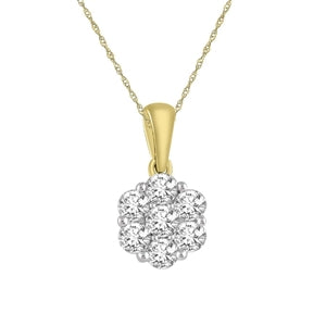 LADIES PENDANT 1 CT ROUND DIAMOND 14K YELLOW GOLD