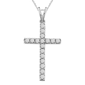 LADIES CROSS PENDANT 1/2 CT ROUND DIAMOND 10K WHITE GOLD (CHAIN NOT INCLUDED)