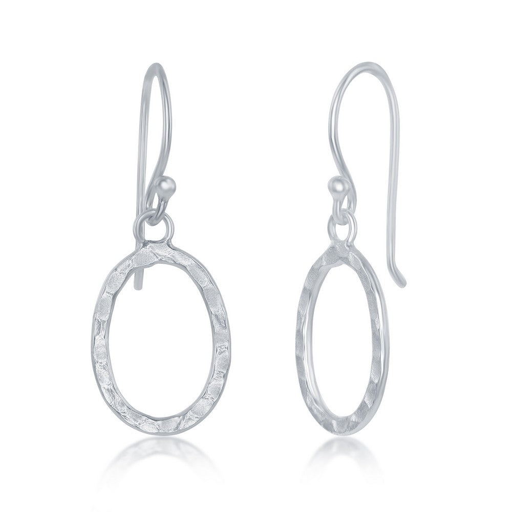 Sterling Silver Small Hammered Oval Earrings
