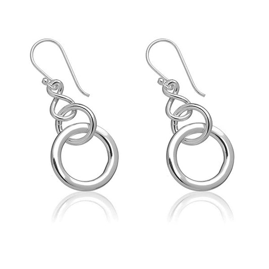 Sterling Silver Twisted 8, Small and Large Interlocking Circles Earrings