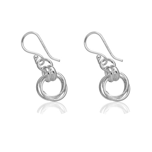 Sterling Silver Multi-Double Circle Dangling Earrings