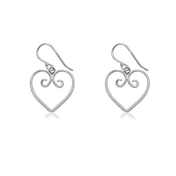 Sterling Silver Designed Heart Earrings