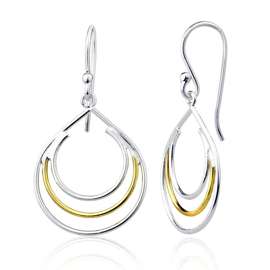 Sterling Silver and Two-Tone Triple Wire Circle Earrings