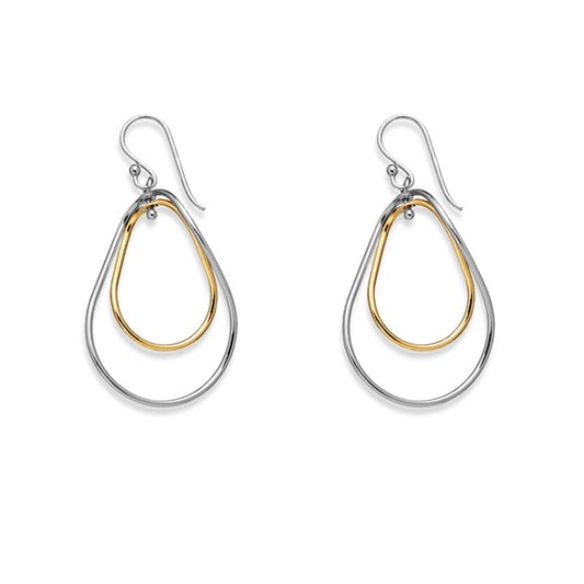 Sterling Silver and Two-Tone Double Twisted Oval Earrings