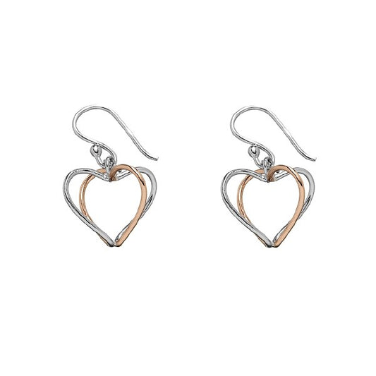Sterling Silver and Rose-Gold 4-Wire Heart Earrings