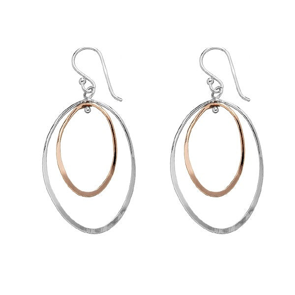 Sterling Silver and Rose-Gold Double Oval Earrings