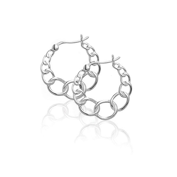 Sterling Silver Small and Large Circle Link Hoop Earrings