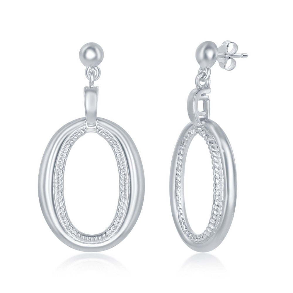 Sterling Silver Large Open Oval Earrings