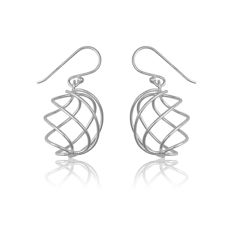 Sterling Silver Lined Circle Earrings