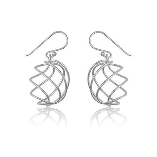 Sterling Silver Lined Circle Earrings