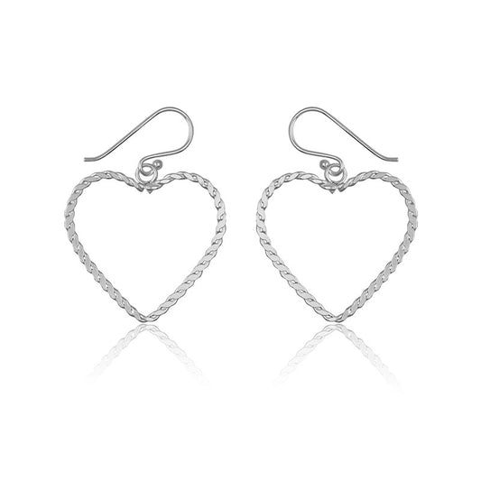 Sterling Silver Designed Open Heart Earrings