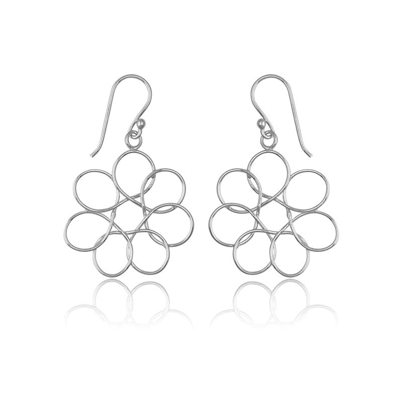 Sterling Silver Open Circles Forming Flower Earrings