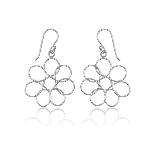 Sterling Silver Open Circles Forming Flower Earrings