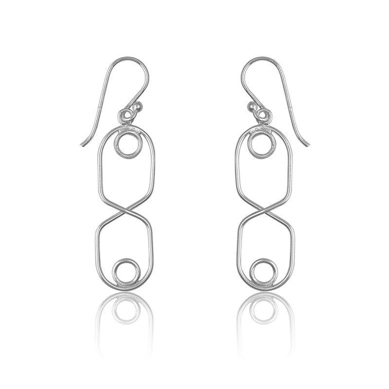 Sterling Silver Figure 8 With  Small Circles Earrings