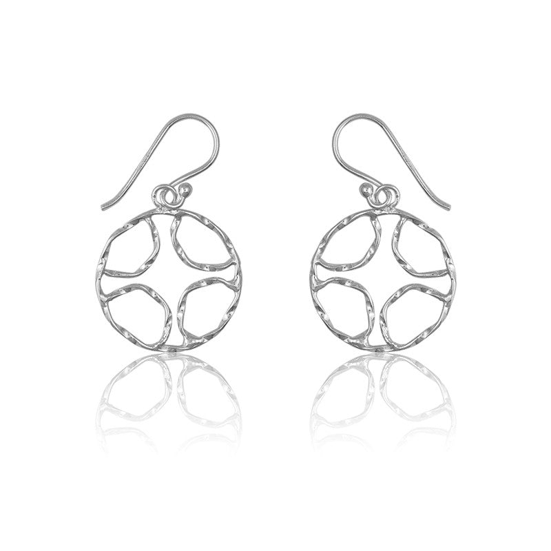 Sterling Silver Open Designed Circle Earrings