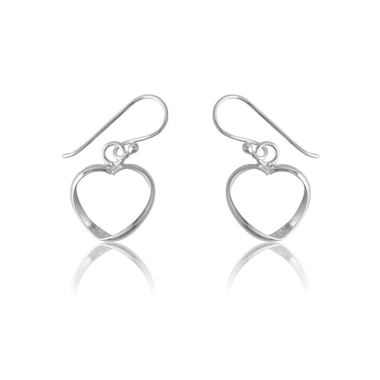Sterling Silver Open Twisted Heart Earrings