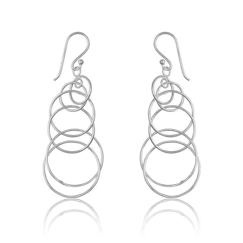 Sterling Silver Multi Open Circle Earrings