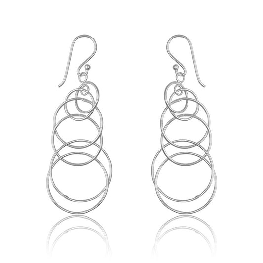 Sterling Silver Multi Open Circle Earrings