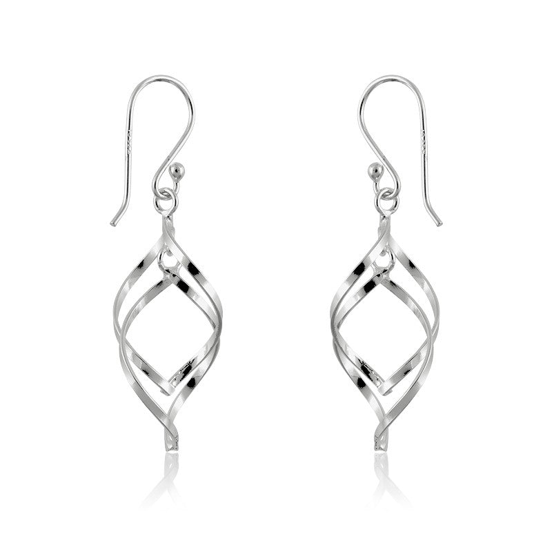 Sterling Silver Open Twisted Oval Earrings