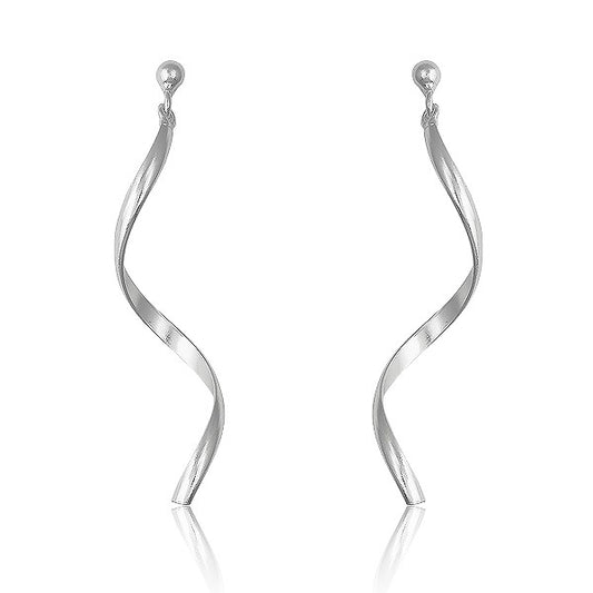 Sterling Silver Large Twisted Line Earrings