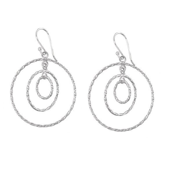 Sterling Silver Multi Twisted Wire Circles Earrings